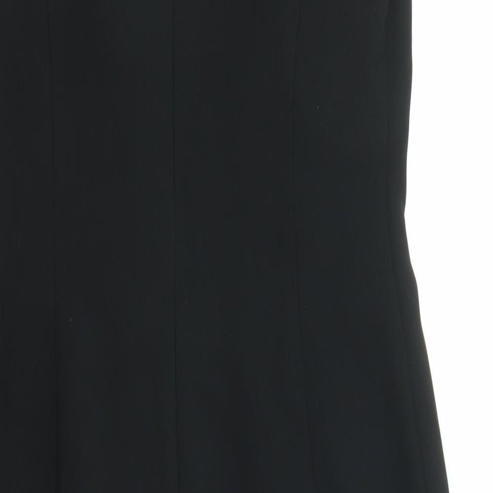 Marks and Spencer Womens Black Polyester Shift Size 8 Boat Neck Zip
