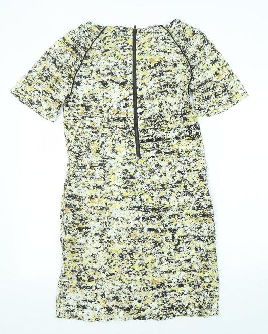John Lewis Womens Multicoloured Geometric Viscose A-Line Size 10 Round Neck Zip