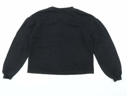 River Island Girls Black Cotton Pullover Sweatshirt Size 11-12 Years Pullover - Weekend