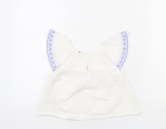 Gap Girls White 100% Cotton Basic Blouse Size 3 Years Round Neck Button