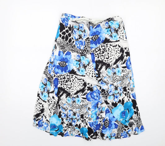 Saloos Womens Blue Floral Viscose Swing Skirt Size M - Leopard tiger pattern