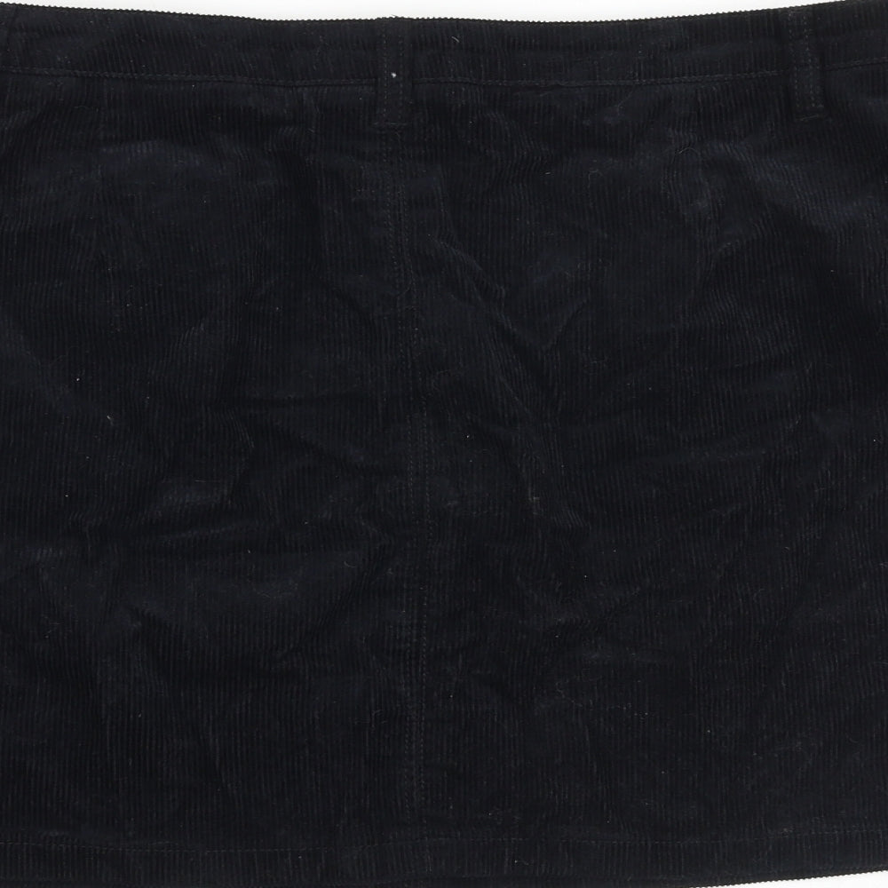 Studio Womens Blue Cotton A-Line Skirt Size 14 Zip