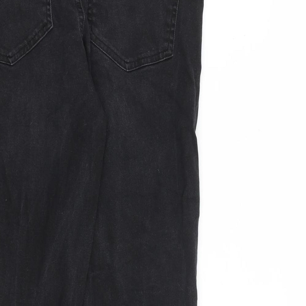 Brand and care label for ICHI women’s black cotton straight jeans, size UK 30, in, 27-inch leg regular zip