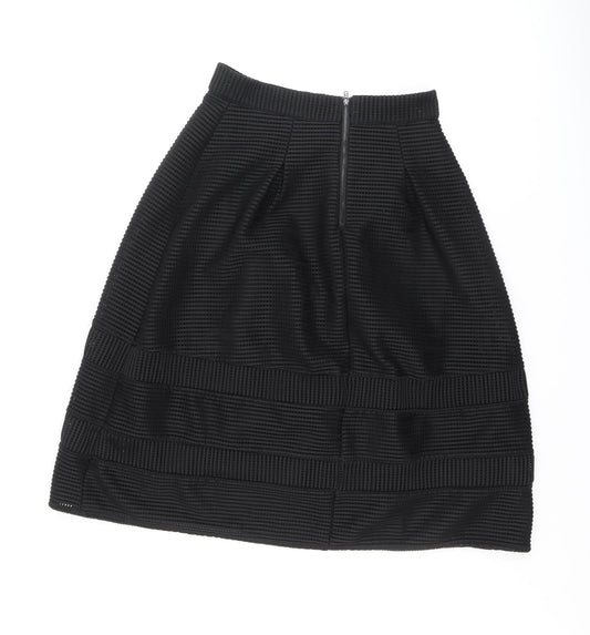 Warehouse Womens Black Striped Polyester Tulip Skirt Size 10 Zip