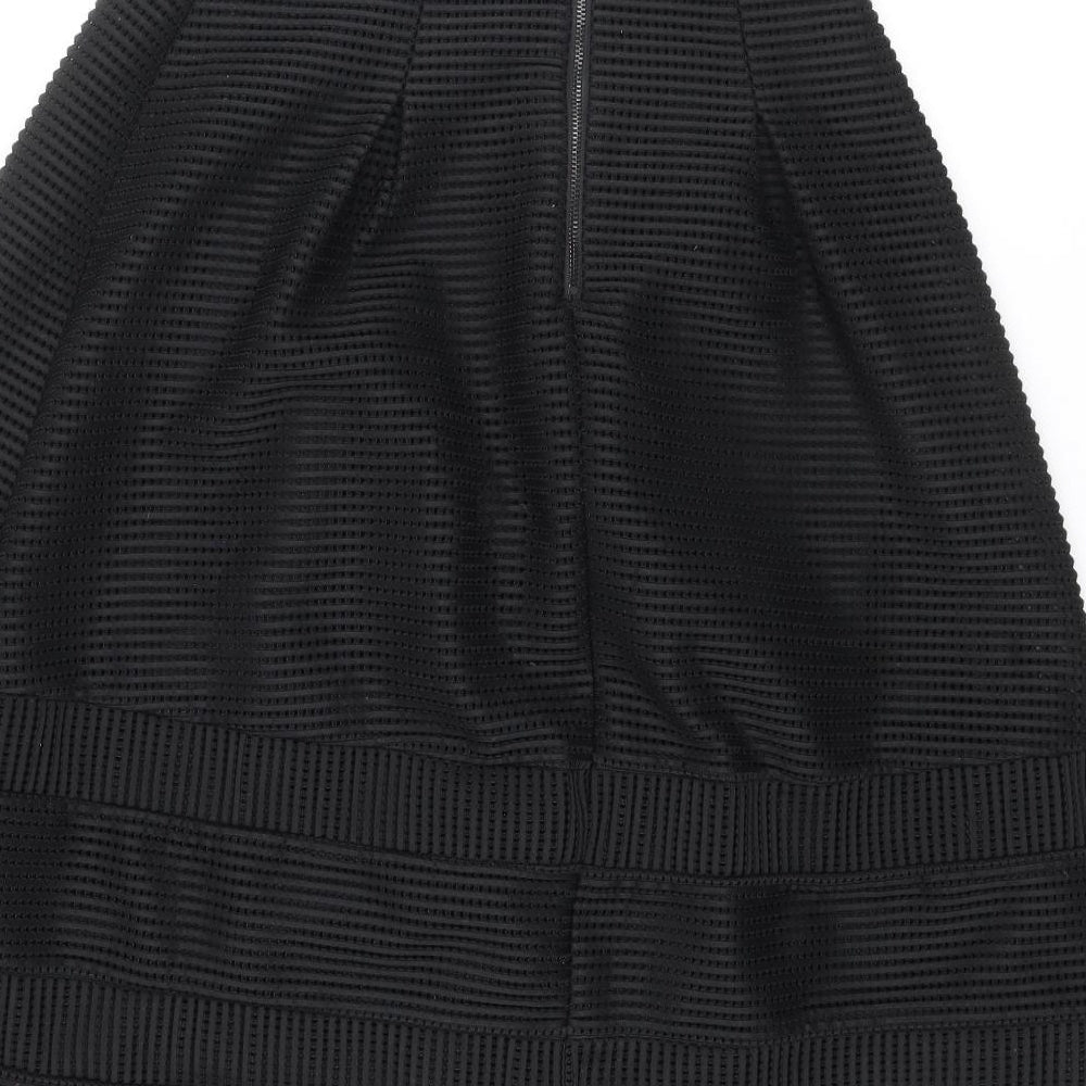Warehouse Womens Black Striped Polyester Tulip Skirt Size 10 Zip