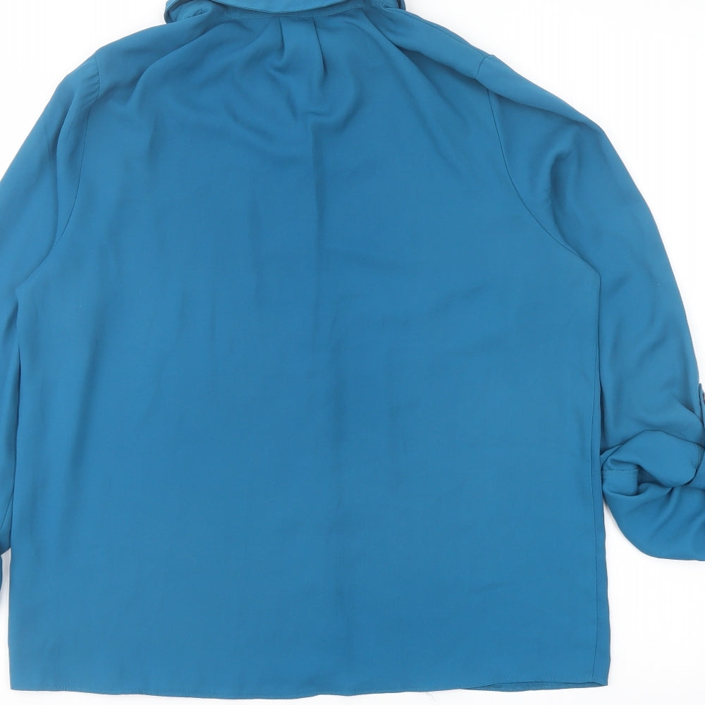 Dorothy Perkins Womens Blue Polyester Basic Button-Up Size 10 Collared