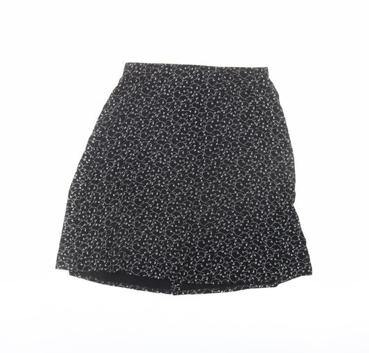Briggs New York Womens Black Floral Nylon A-Line Skirt Size S