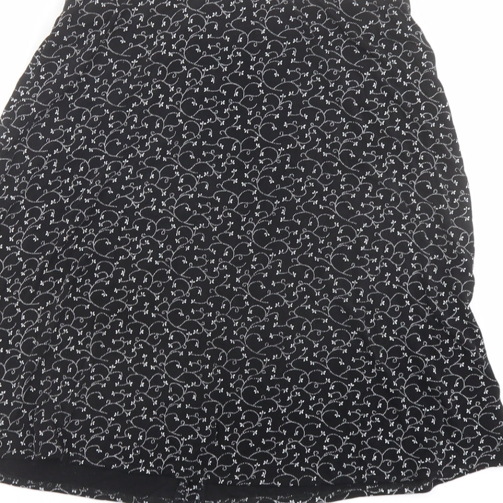 Briggs New York Womens Black Floral Nylon A-Line Skirt Size S