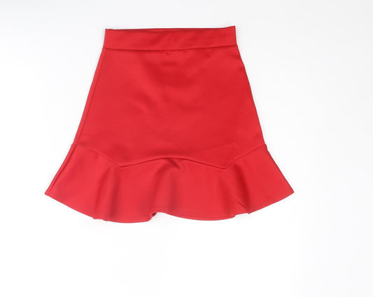 Nasty Gal Womens Red Polyester Skater Skirt Size 6