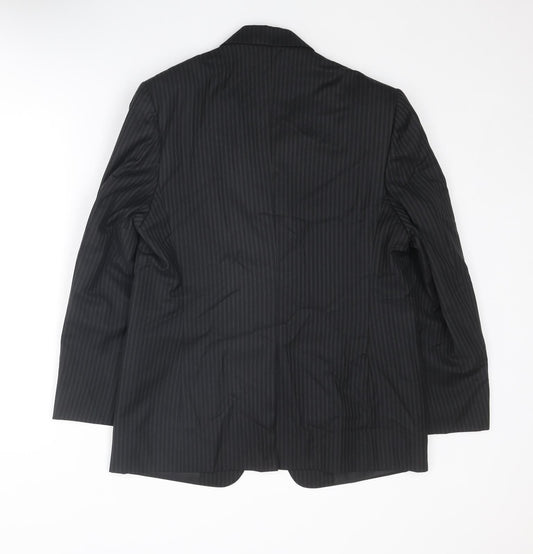 The Raymond Mens Black Striped Polyester Jacket Suit Jacket Size 36 Regular