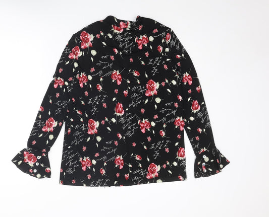 Womens UK Size S Kim & Co Black Polyester Button-Up