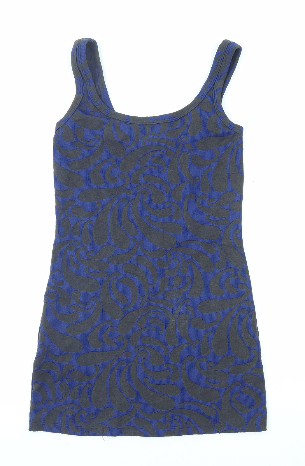 Thrills Womens Grey Geometric Polyester Basic Tank Size 10 Scoop Neck - Longline