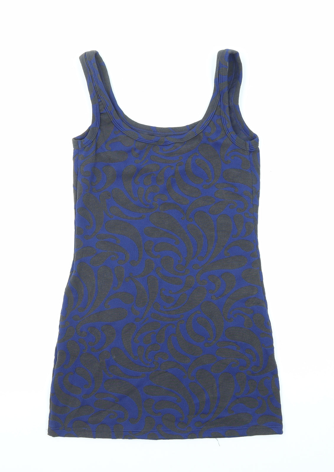 Thrills Womens Grey Geometric Polyester Basic Tank Size 10 Scoop Neck - Longline