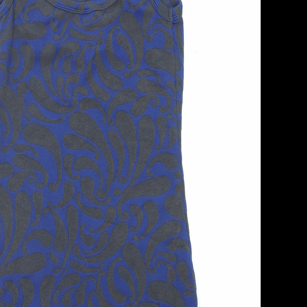 Thrills Womens Grey Geometric Polyester Basic Tank Size 10 Scoop Neck - Longline