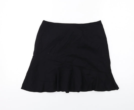 Marks and Spencer Womens Black Viscose Swing Skirt Size 10 Zip