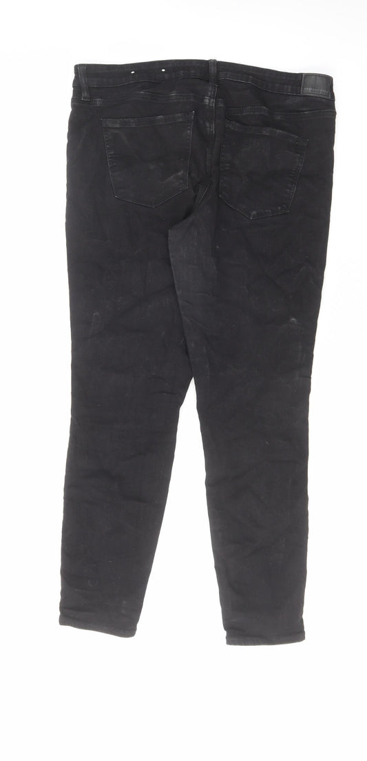 American Eagle Outfitters Womens Black Cotton Skinny Jeans Size 14 L29 in Regular Zip