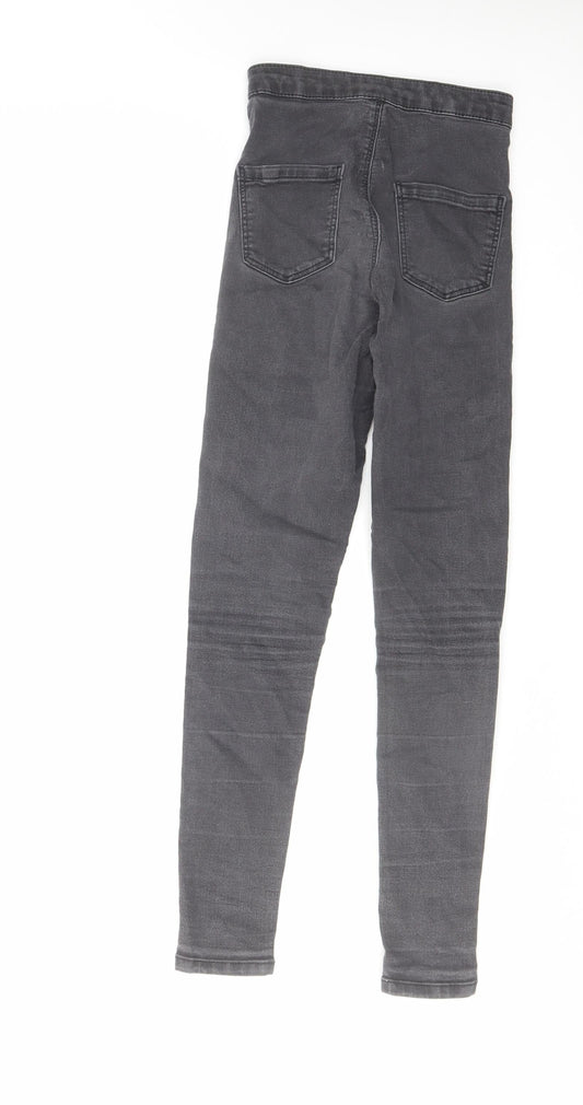 Topshop Womens Grey Cotton Skinny Jeans Size 25 in L30 in Regular Zip