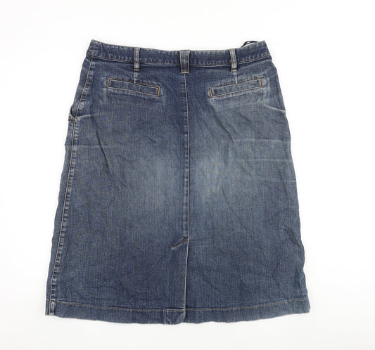 Artigiano Womens Blue Cotton A-Line Skirt Size 36 in Zip