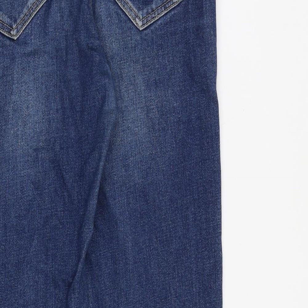 Stradivarius Womens Blue Cotton Straight Jeans Size 6 L27 in Regular Zip - Raw Hem