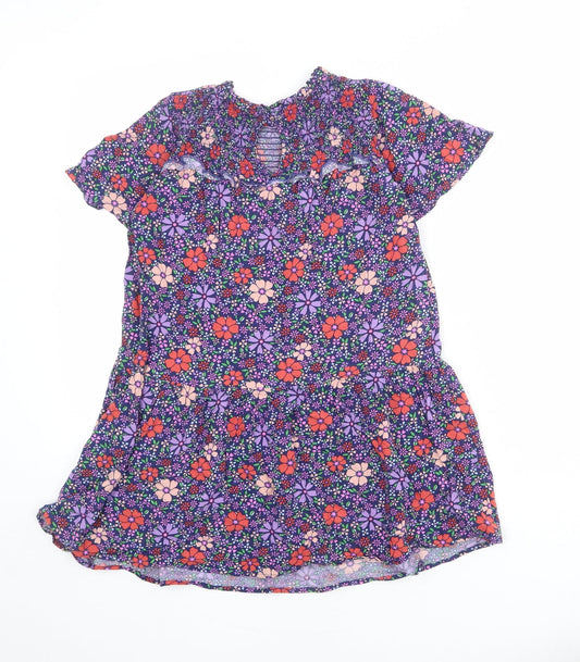 NEXT Girls Multicoloured Floral Viscose Trapeze & Swing Size 10 Years Round Neck Button