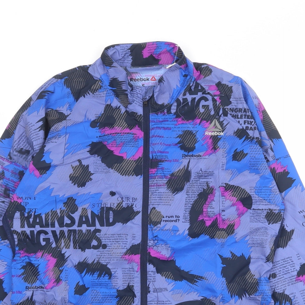 Reebok Womens Multicoloured Geometric Windbreaker Jacket Size S Zip