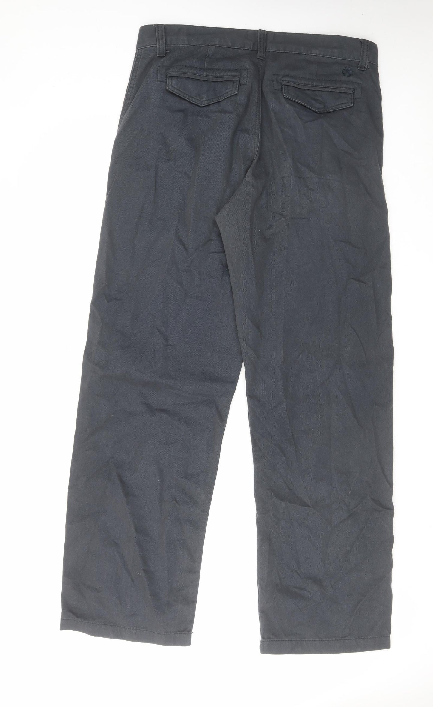 Timberland Mens Blue Striped Cotton Chino Trousers Size 33 in L32 in Regular Zip