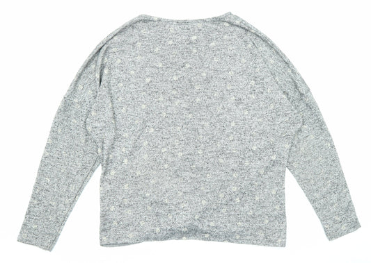 Dorothy Perkins Womens Grey Geometric Polyester Basic Blouse Size M Round Neck - Twist Detail
