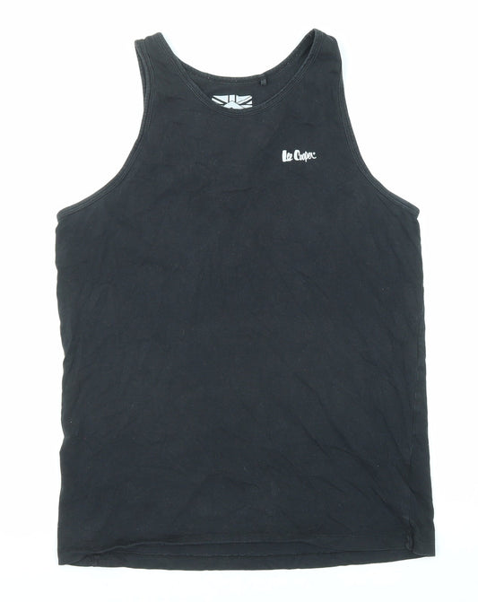 Lee Cooper Womens Black Cotton Basic Tank Size M Round Neck