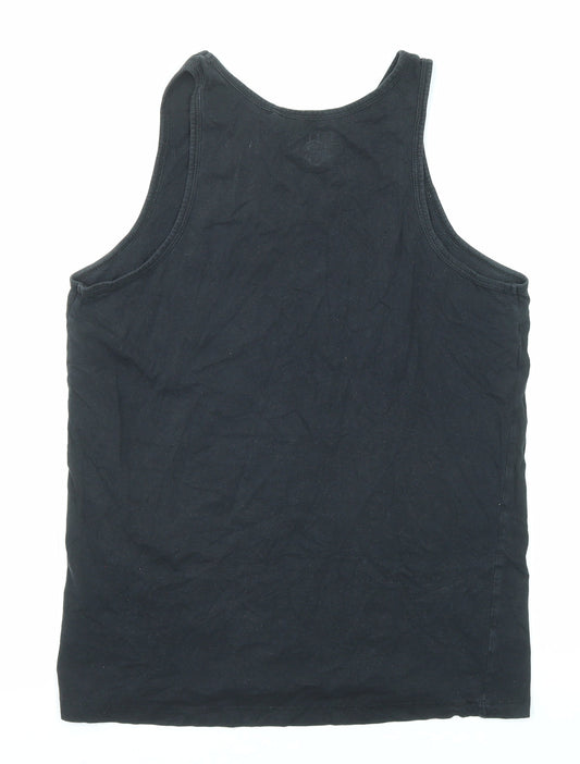 Lee Cooper Womens Black Cotton Basic Tank Size M Round Neck