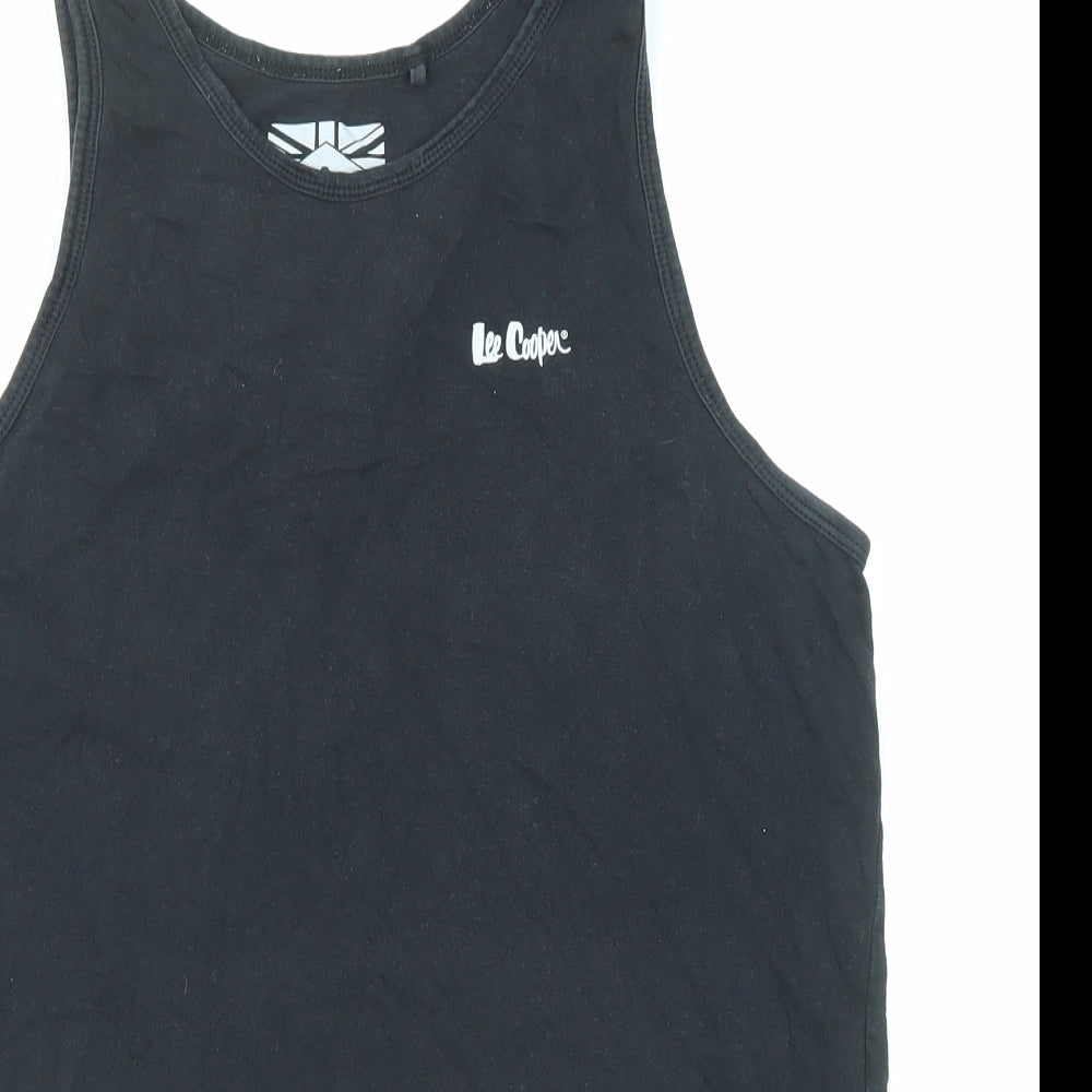 Lee Cooper Womens Black Cotton Basic Tank Size M Round Neck