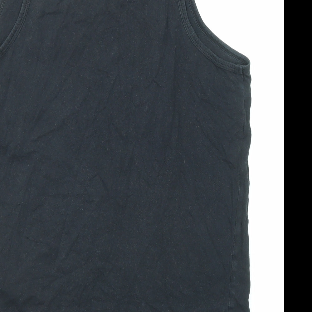 Lee Cooper Womens Black Cotton Basic Tank Size M Round Neck
