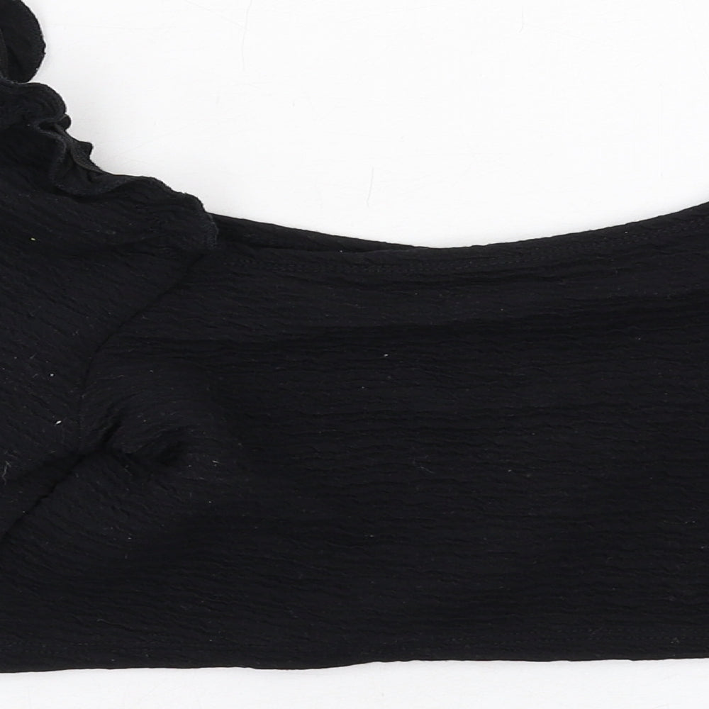 FIX Womens Black Polyester Cropped T-Shirt Size S Round Neck