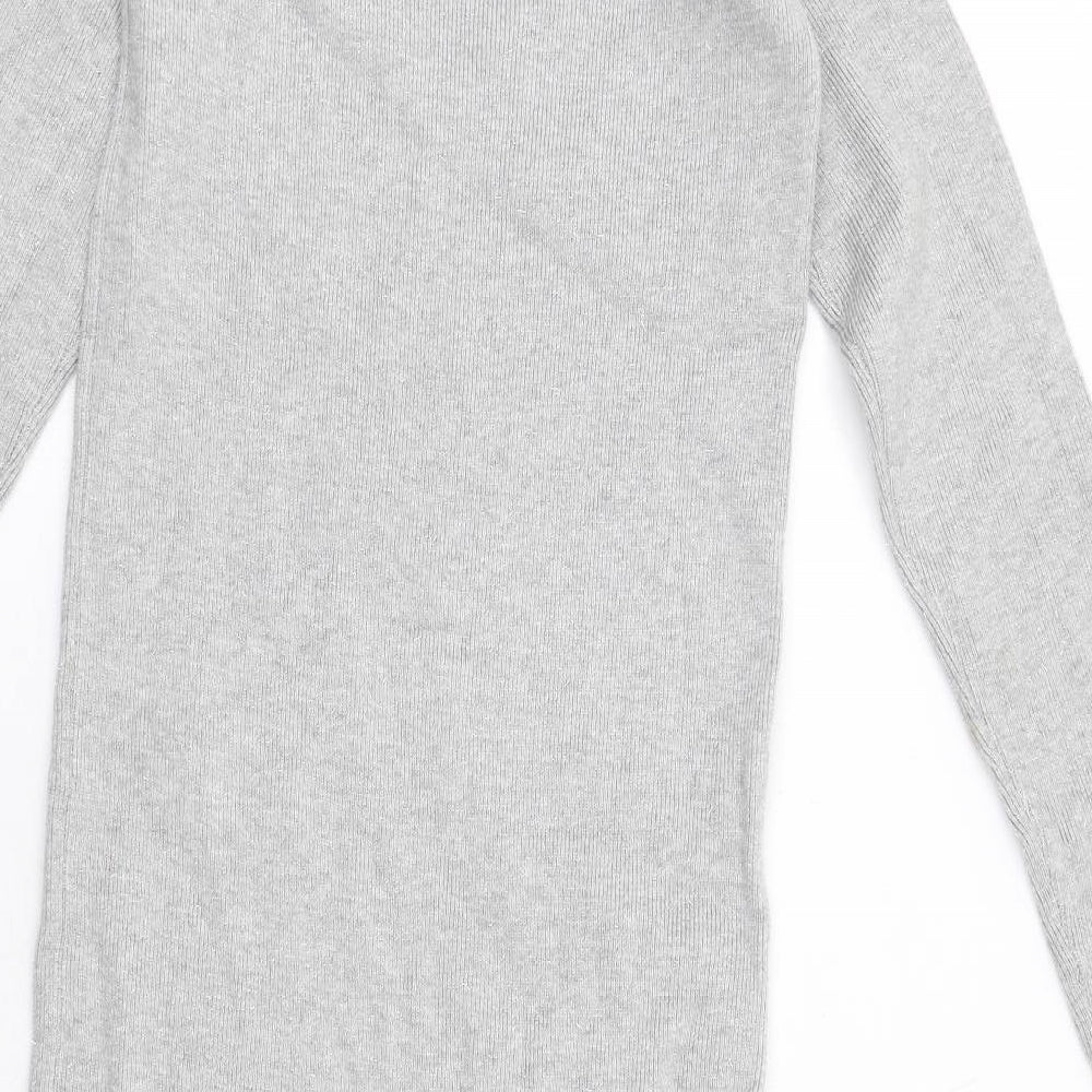 Marks and Spencer Womens Grey Viscose Jumper Dress Size XS Mock Neck Pullover