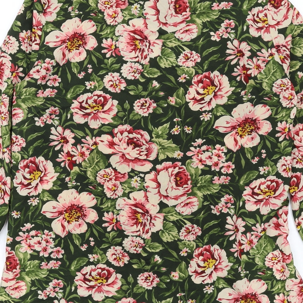Zara Womens Multicoloured Floral Polyester Basic Button-Up Size S Collared