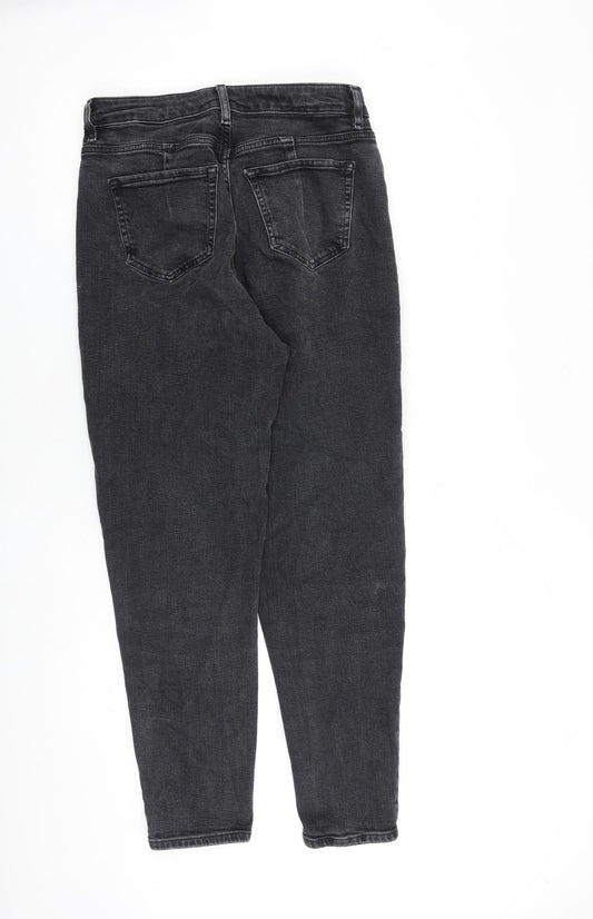 Marks and Spencer Womens Grey Cotton Tapered Jeans Size 10 L29 in Regular Zip