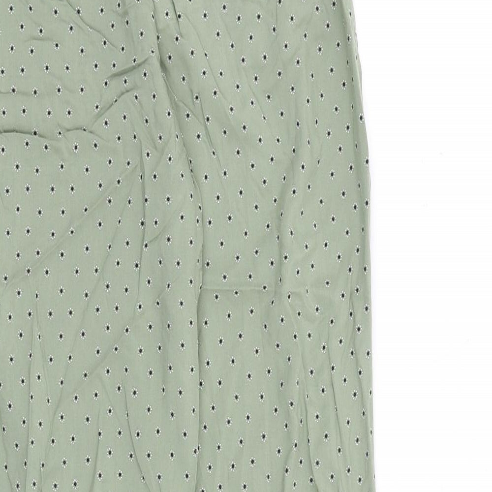 Marks and Spencer Womens Green Polka Dot Viscose Trousers Size 10 L30 in Regular - Floral