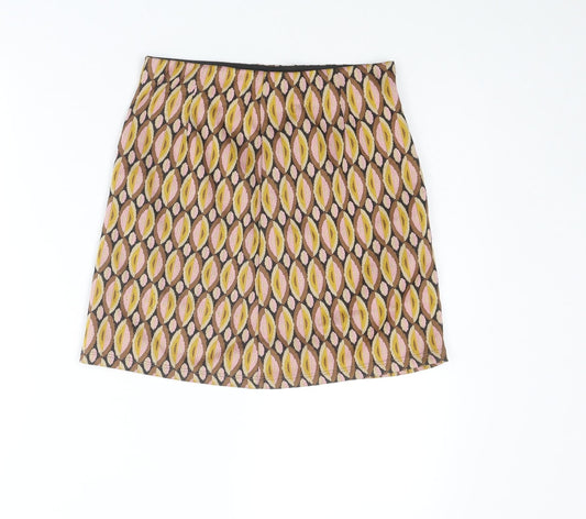 Stradivarius Womens Multicoloured Geometric Polyester A-Line Skirt Size S
