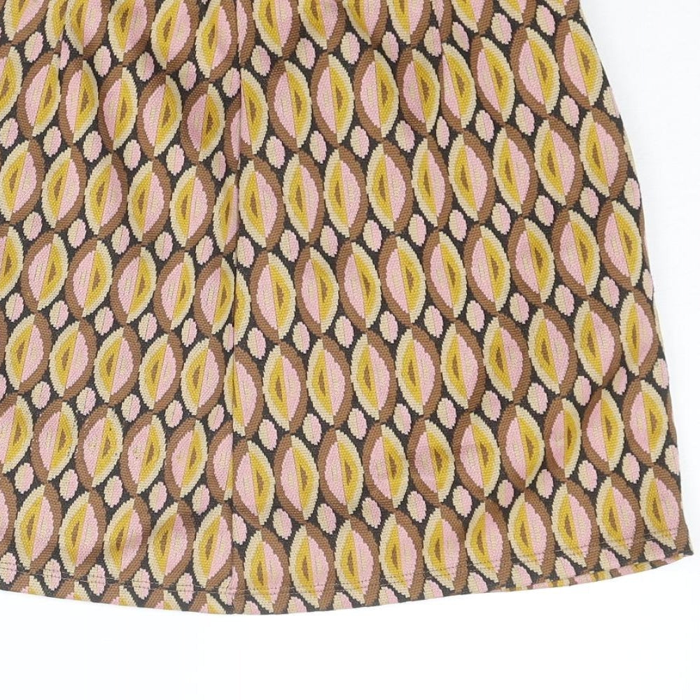 Stradivarius Womens Multicoloured Geometric Polyester A-Line Skirt Size S