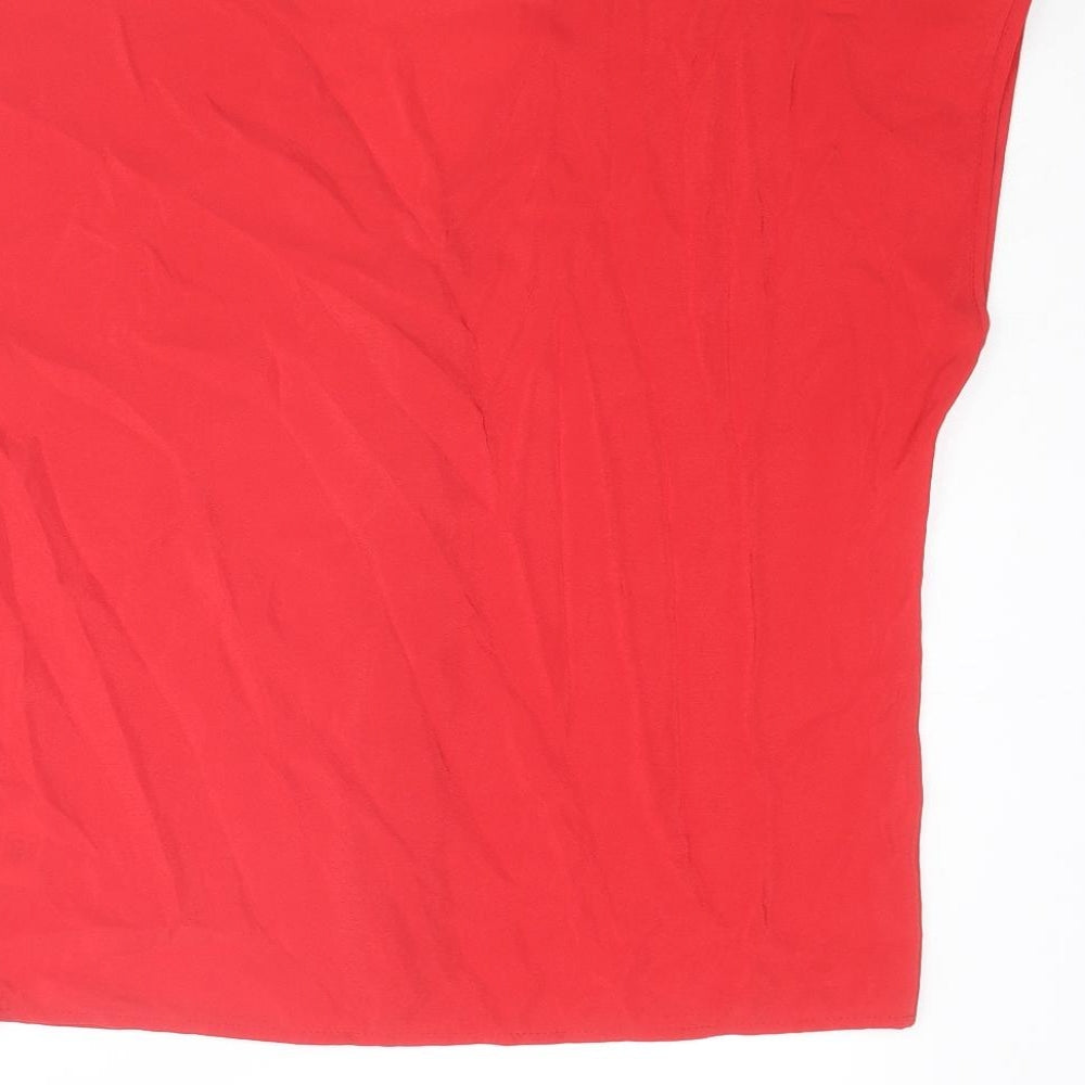 St Michael Womens Red Polyester Basic Button-Up Size 12 V-Neck
