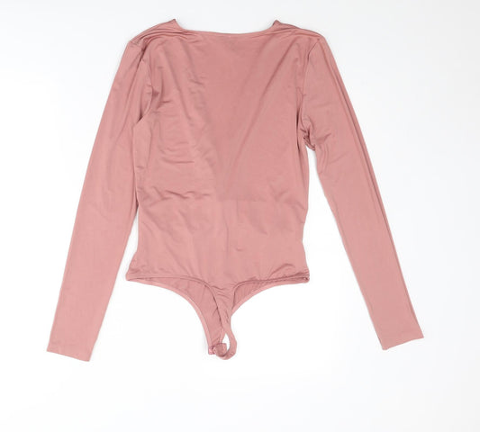ASOS Womens Pink Polyester Bodysuit One-Piece Size 10 Snap