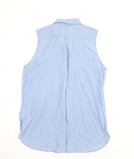 Gap Womens Blue 100% Cotton Basic Button-Up Size S Collared