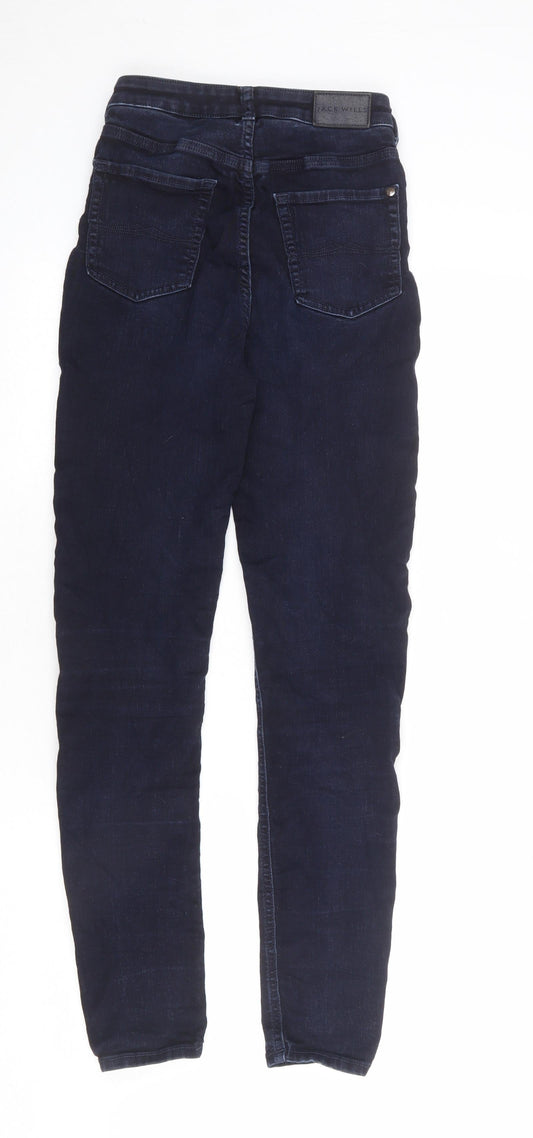Jack Wills Mens Blue Cotton Skinny Jeans Size 28 in L30 in Regular Zip