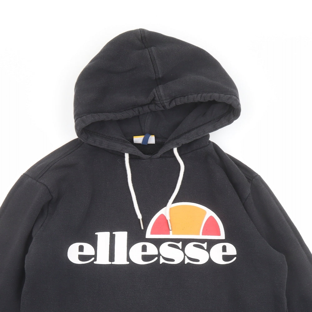 ellesse Womens Black Cotton Pullover Hoodie Size S Pullover - Ellesse Logo Drawstring Pocket