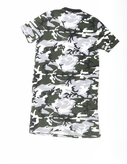 VANS Womens Multicoloured Camouflage Cotton T-Shirt Dress Size S Crew Neck Pullover