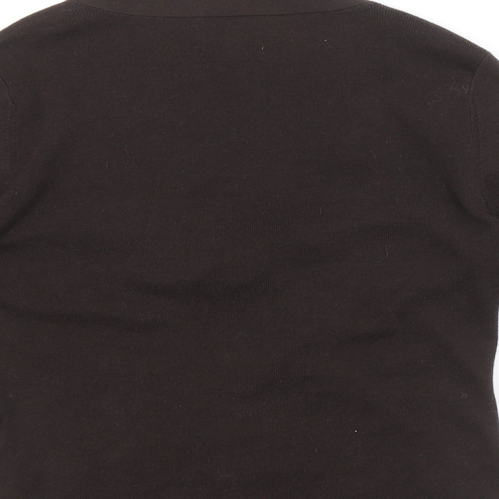 Fenn Wright Manson Womens Brown V-Neck Cotton Cardigan Jumper Size 10