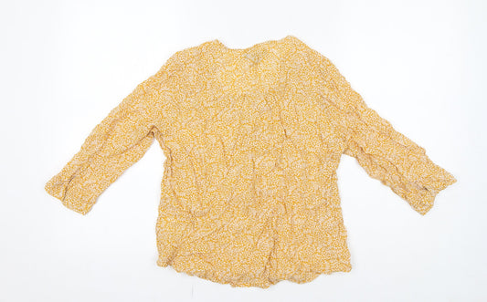Gap Womens Yellow Geometric Viscose Basic Blouse Size S V-Neck