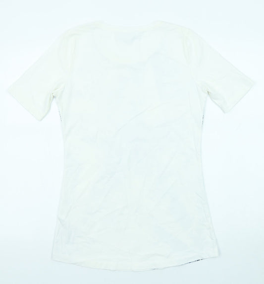 Betty Barclay Womens White Geometric Cotton Basic Blouse Size 10 Scoop Neck