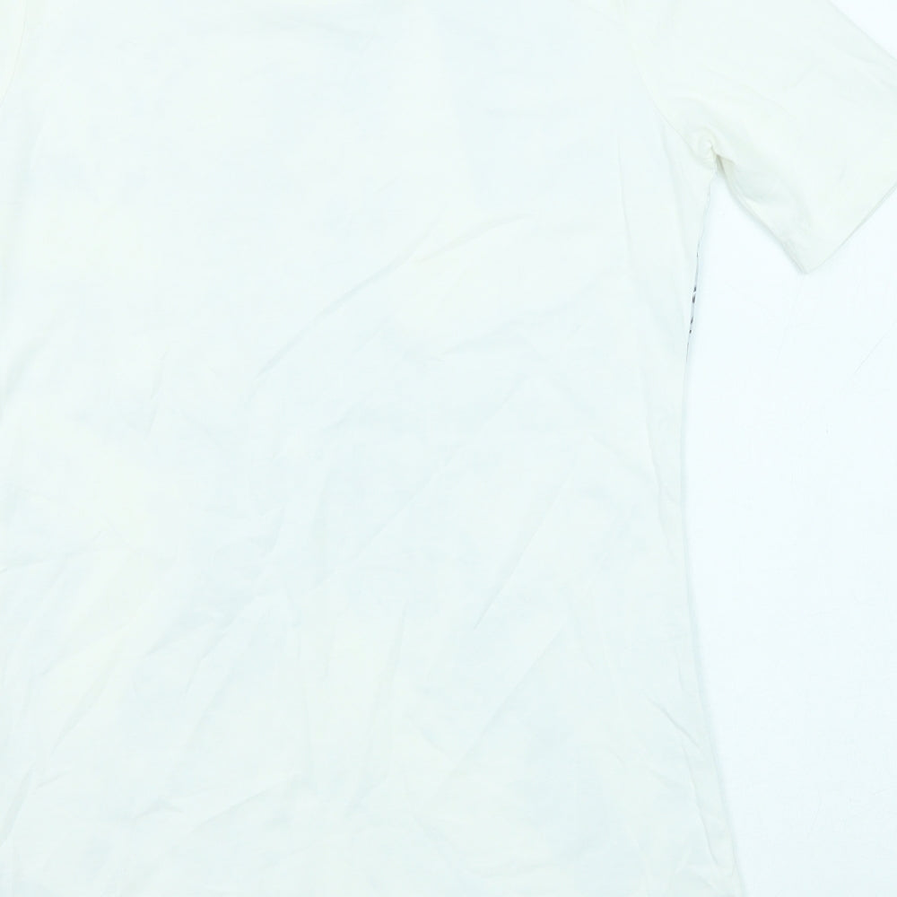 Betty Barclay Womens White Geometric Cotton Basic Blouse Size 10 Scoop Neck