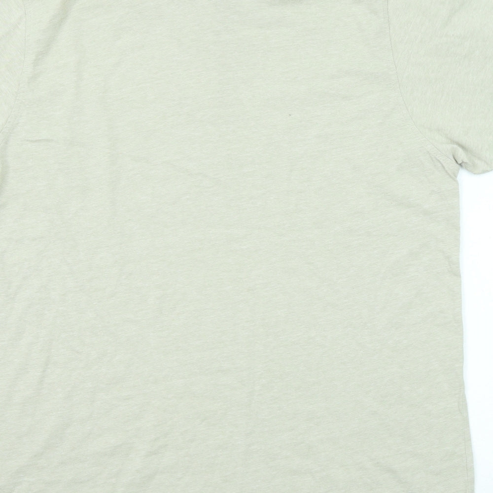 EWM Mens Beige Cotton Polo Size M Collared Button