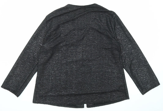 BASSINI Womens Black Polyester Basic Blouse Size 22 Scoop Neck - Two in One Metallic